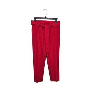Autres filles Red Womens Belted Ankle Trousers Size Small Stretchy Pull-On